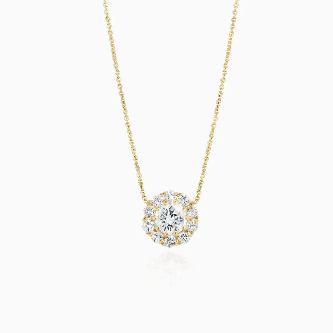 Flower Halo Diamond Necklace