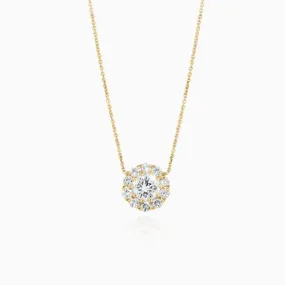 Flower Halo Diamond Necklace