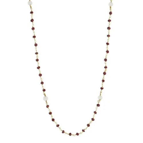 Garnet and Moonstone Counter Bead Necklace