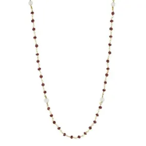 Garnet and Moonstone Counter Bead Necklace