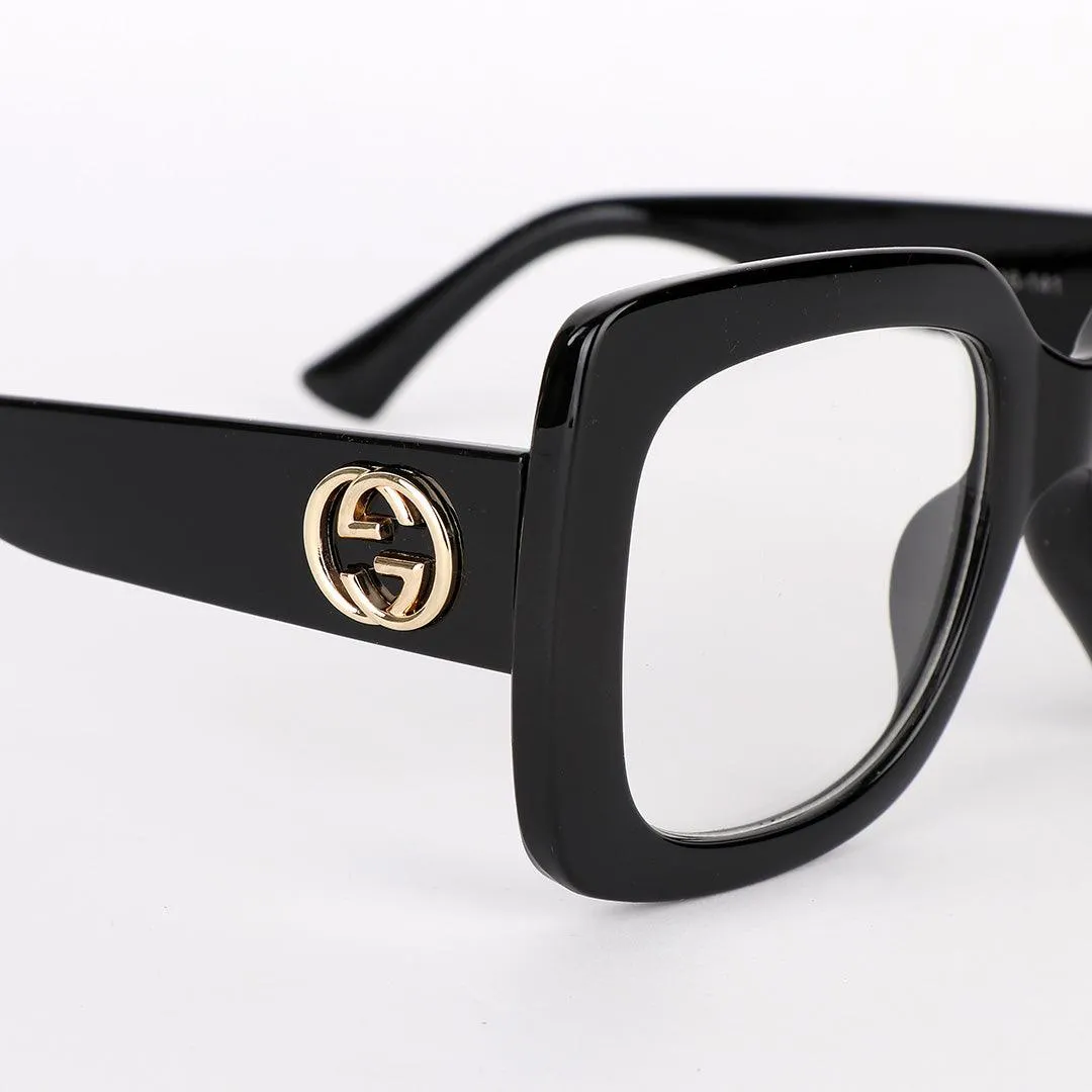 GC Luxury Square Crested Hand Black Sunglasses