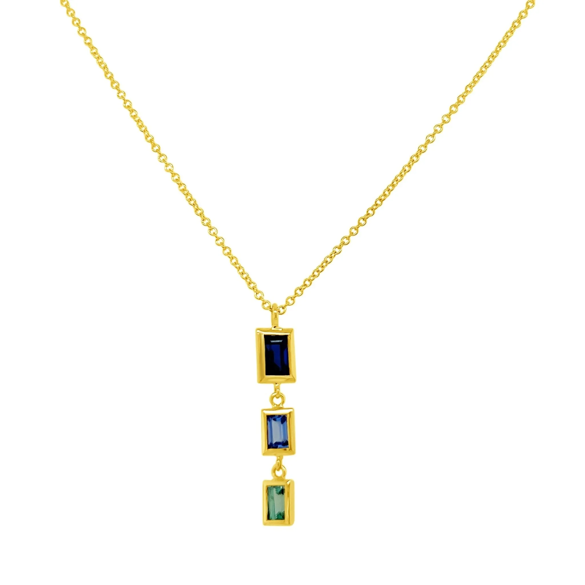 Gemstone Bezel Drop Necklace