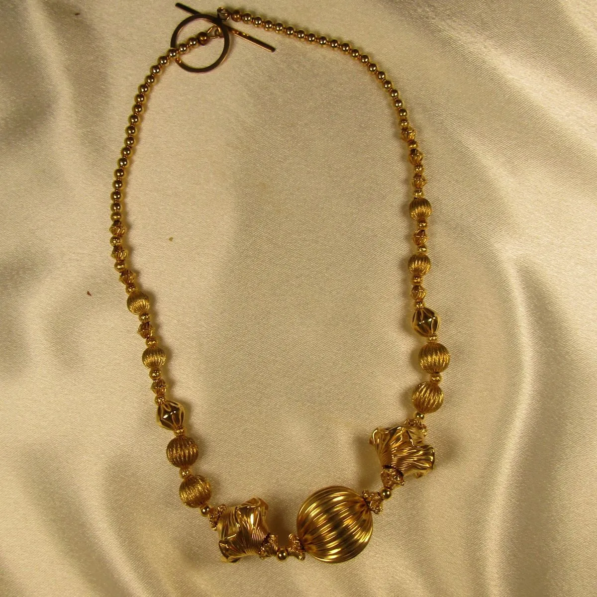 Gold Bead Necklace Statement Gold  Necklace