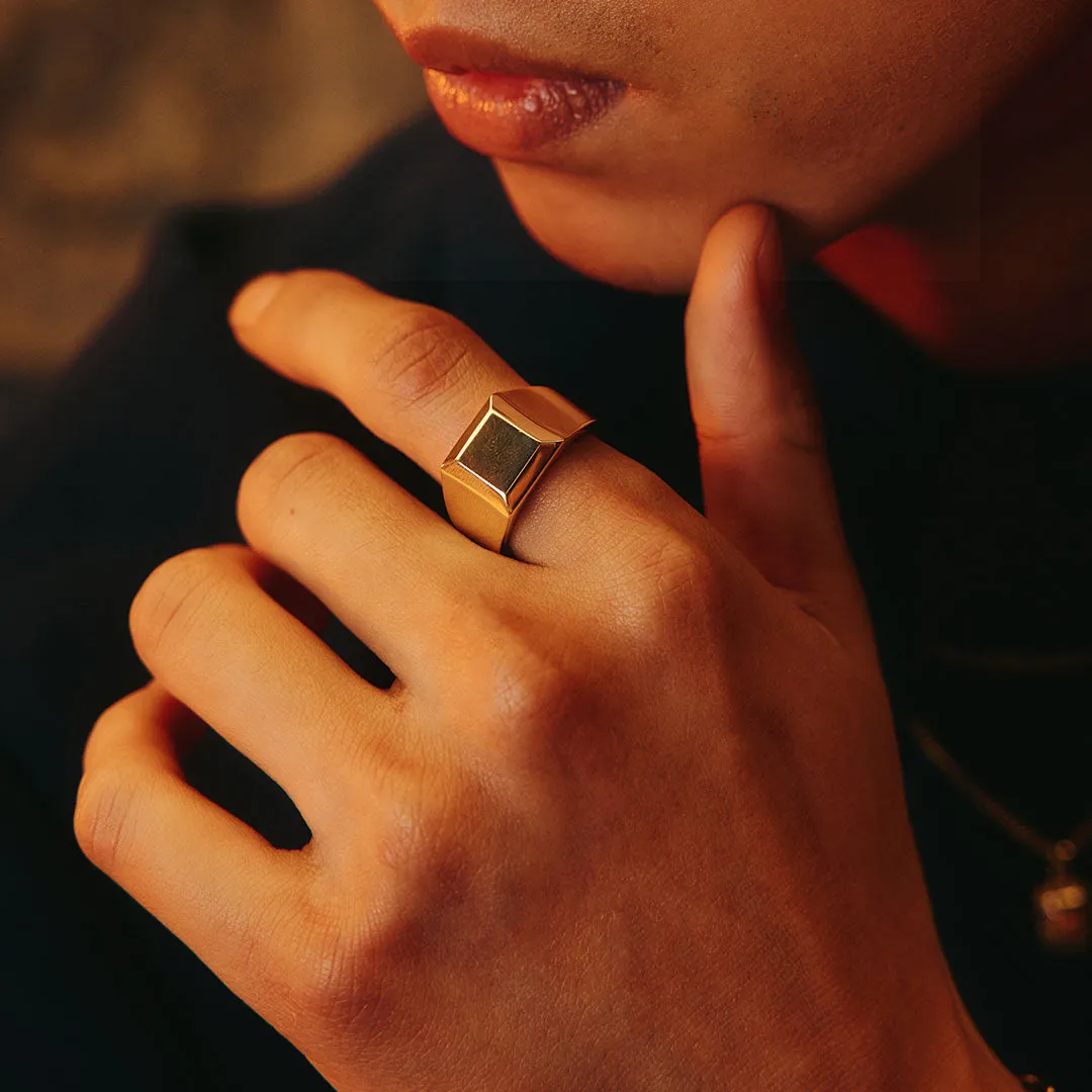 Gold Block Ring