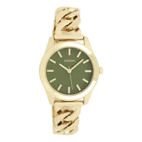 Gold coloured OOZOO watch with gold coloured petit chain bracelet - C11421