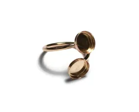 Gold Filled Plain Band Adjustable Ring Blank | Double Bezel Cup Setting