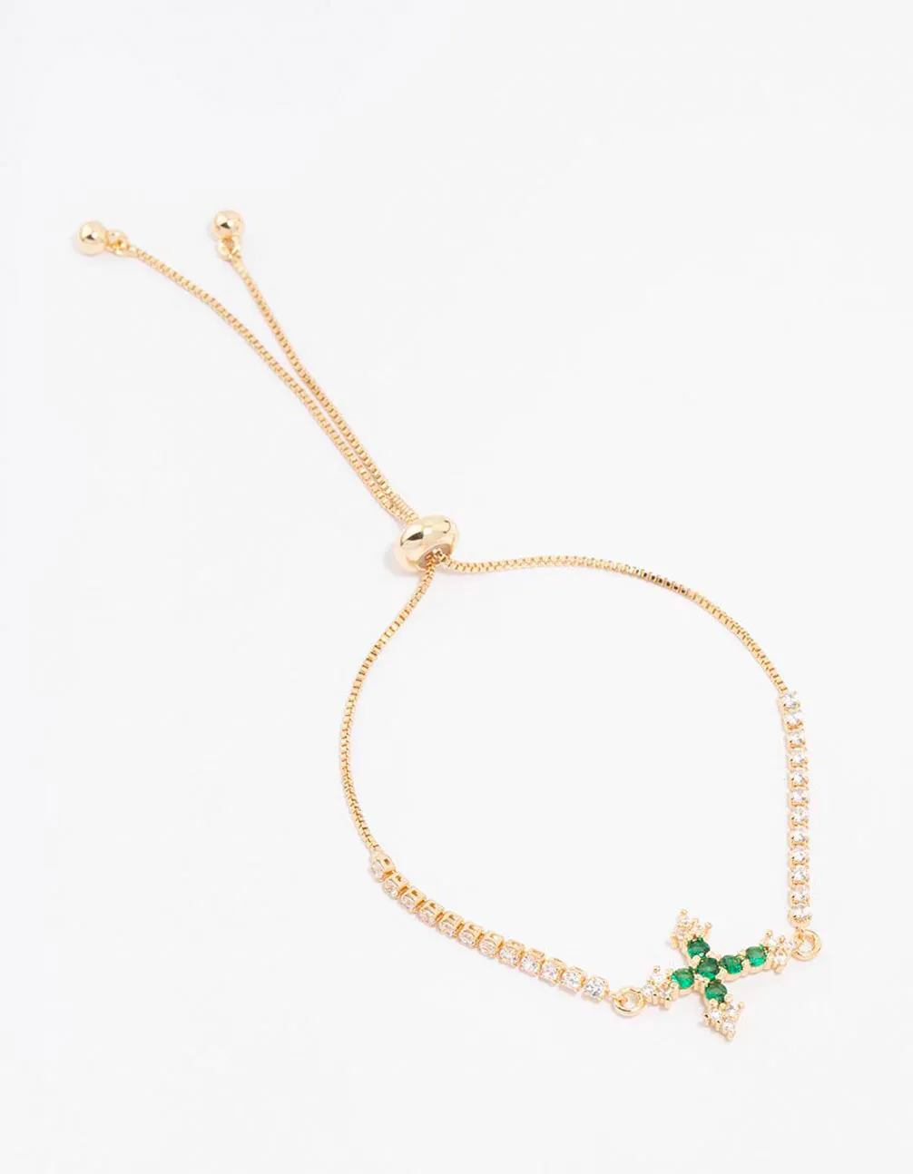 Gold Plated Cubic Zirconia Emerald Toggle Bracelet