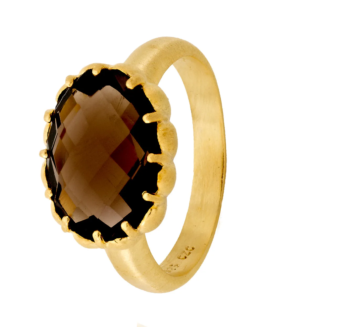 Gold Plated Smokey Cubic Zirconia Oval Ring