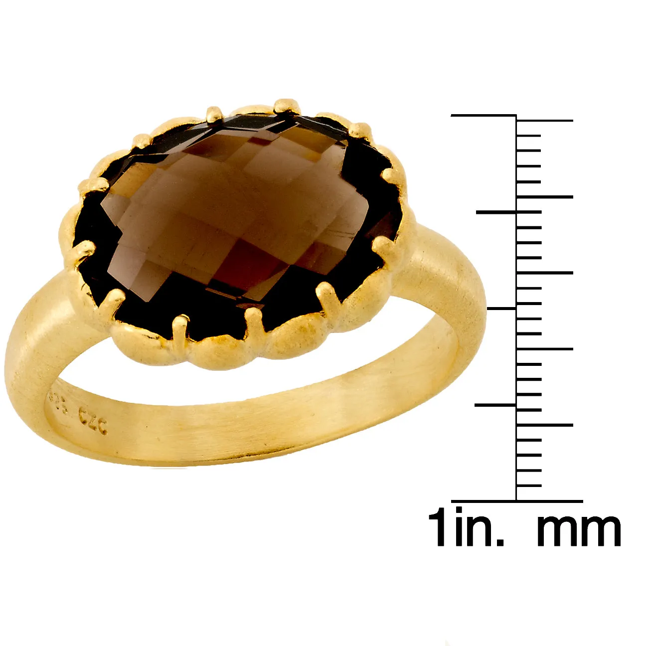 Gold Plated Smokey Cubic Zirconia Oval Ring