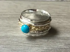 Gold Turquoise Spinner Ring