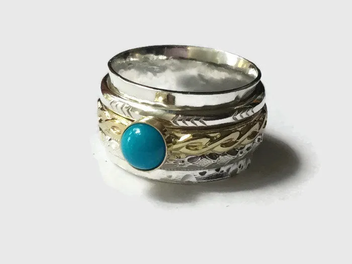 Gold Turquoise Spinner Ring