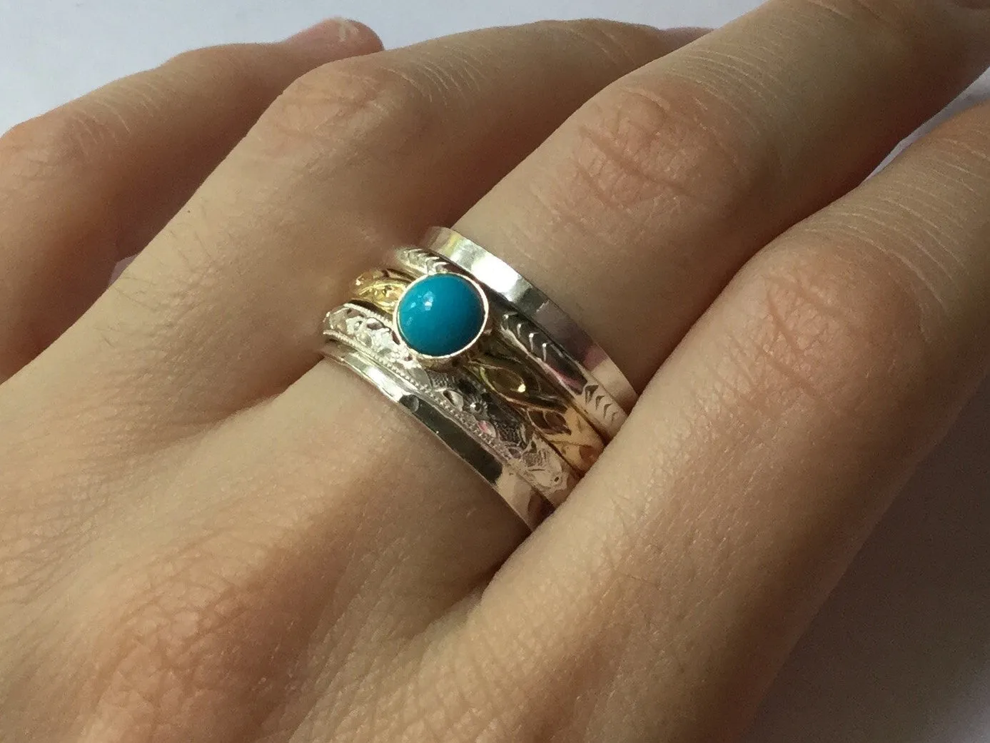 Gold Turquoise Spinner Ring