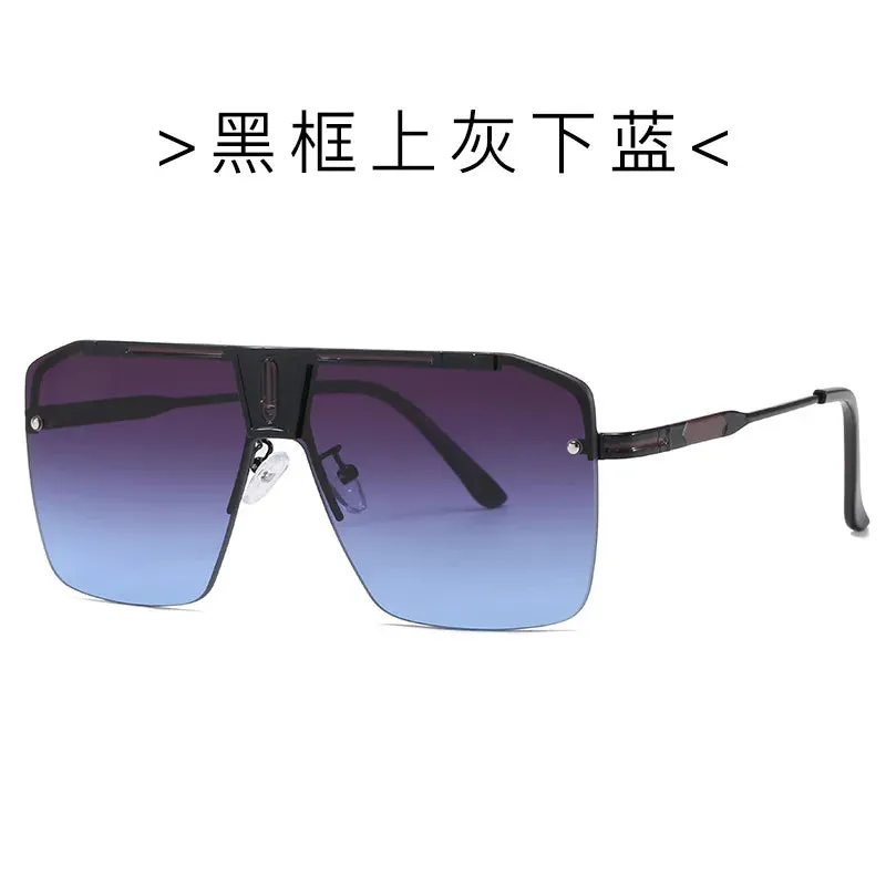 Gradient Square Sunglasses Men Women Trendy Brand Design Oversized Rimless Eyewear UV400