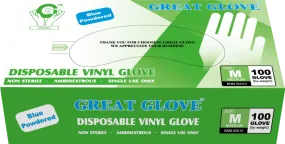 Great Glove - Blue Vinyl General Purpose Powdered Disposable Gloves - Box