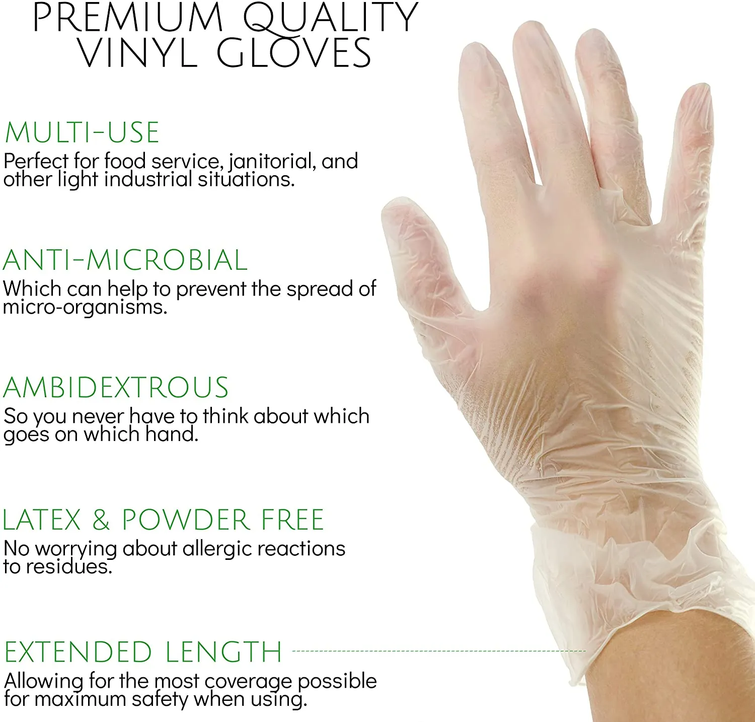 HandCare Vinyl Gloves - Exam Grade, Powder Free (Clear), 100 Cases (Bulk)