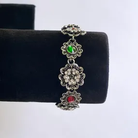 Handmade Bracelet Designed with Ruby, Emerald, and Crystal Stones - Perfect Gift for Girls and Women