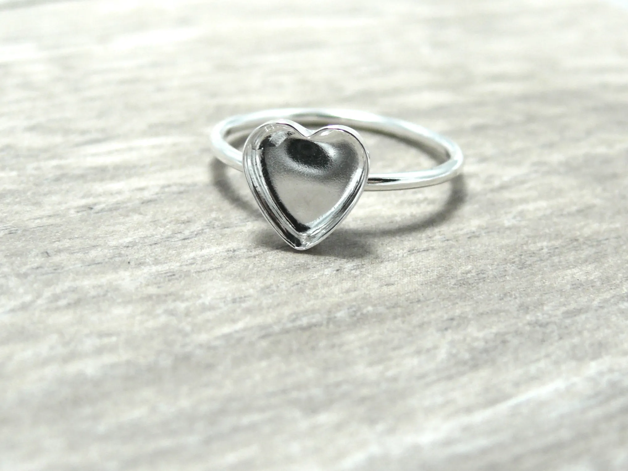 Heart Bezel Blank Ring | Sterling Silver Ring Blank 8mm, 10 mm, 12mm, 16mm