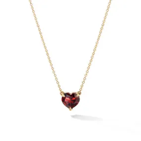 Heart Pendant Necklace in 18K Yellow Gold with Garnet