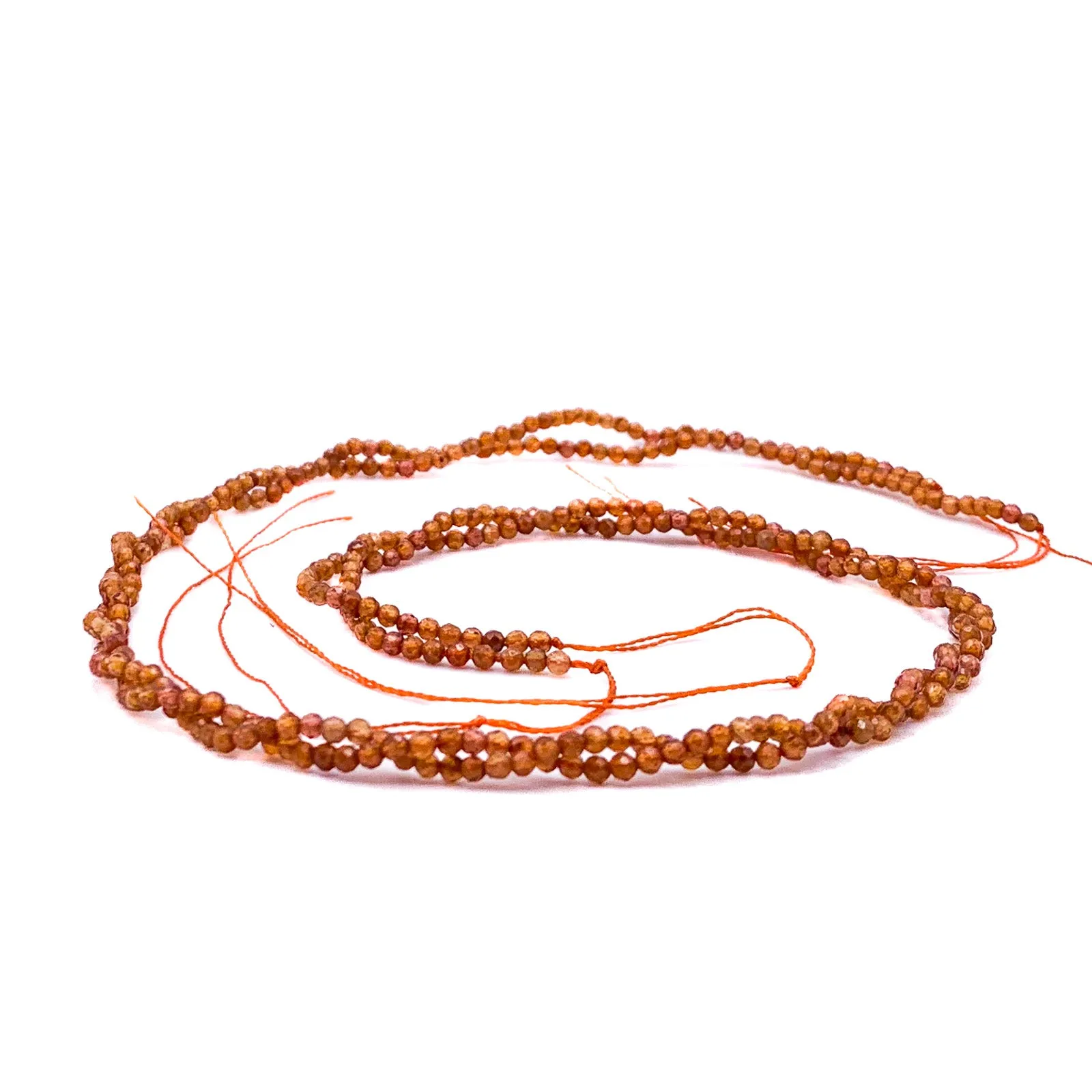 Hessonite Garnet 2mm Faceted Round Bead Strand