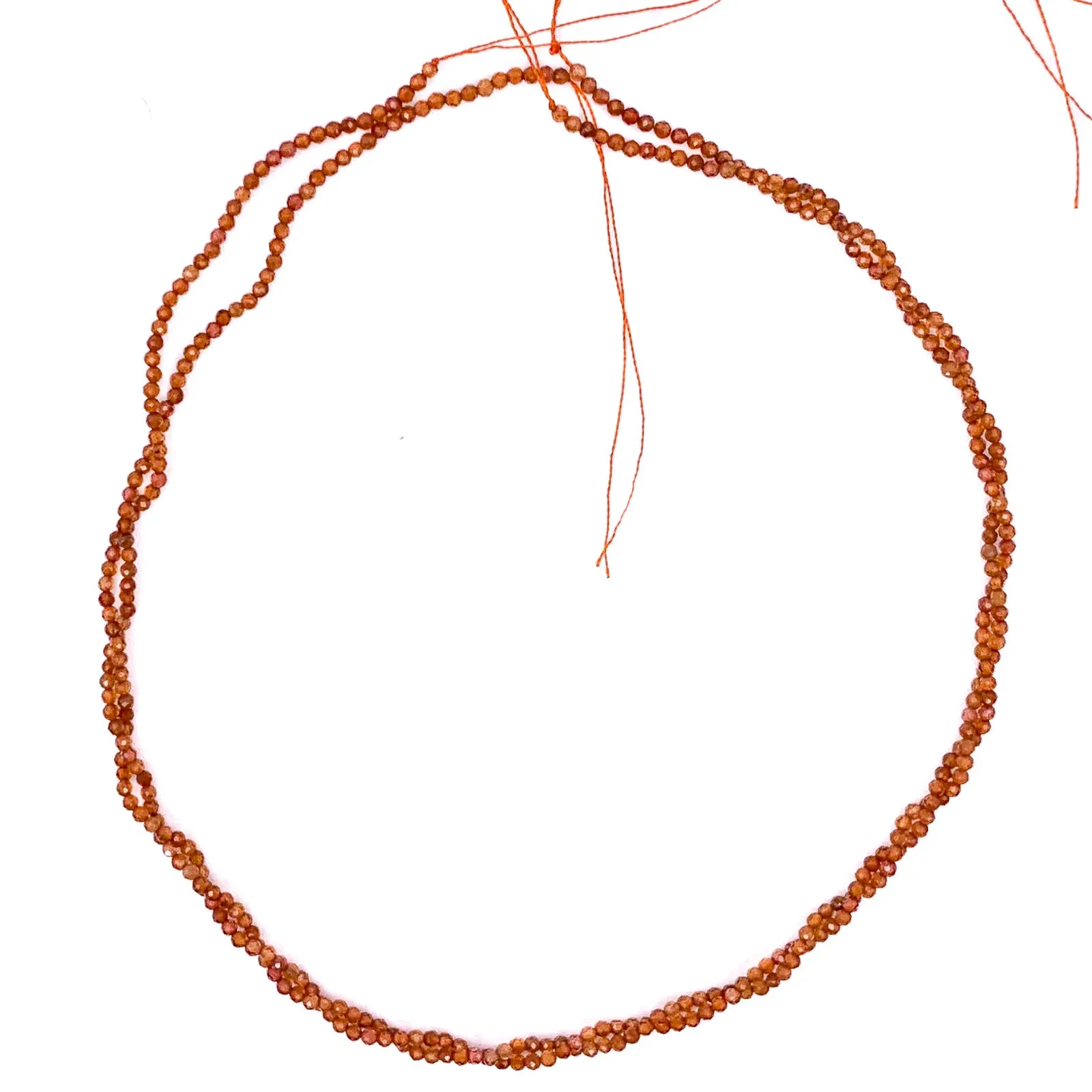 Hessonite Garnet 2mm Faceted Round Bead Strand