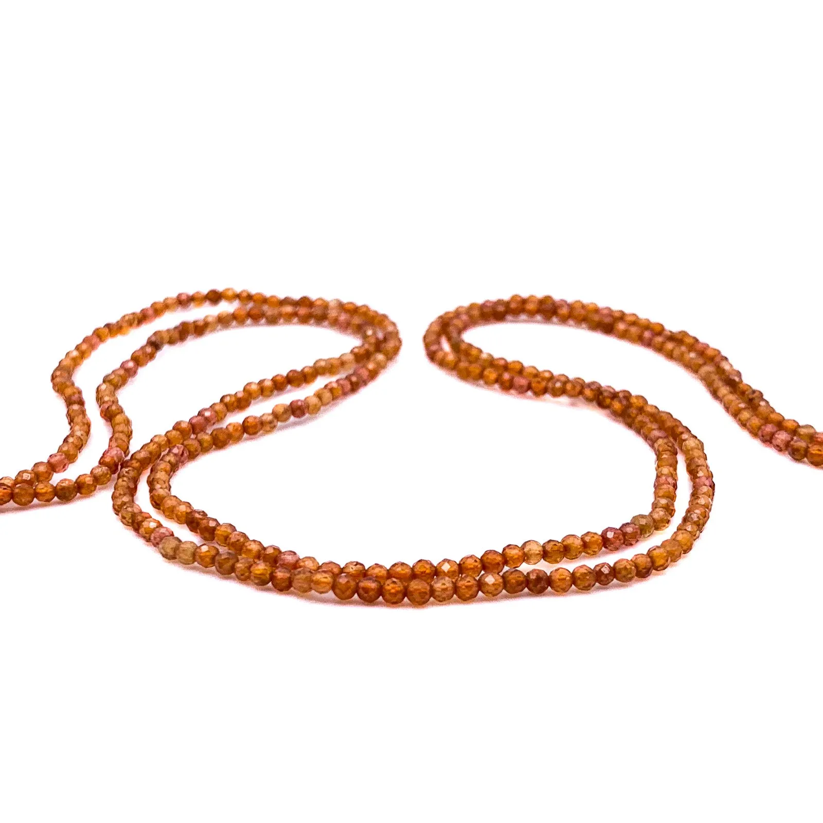 Hessonite Garnet 2mm Faceted Round Bead Strand