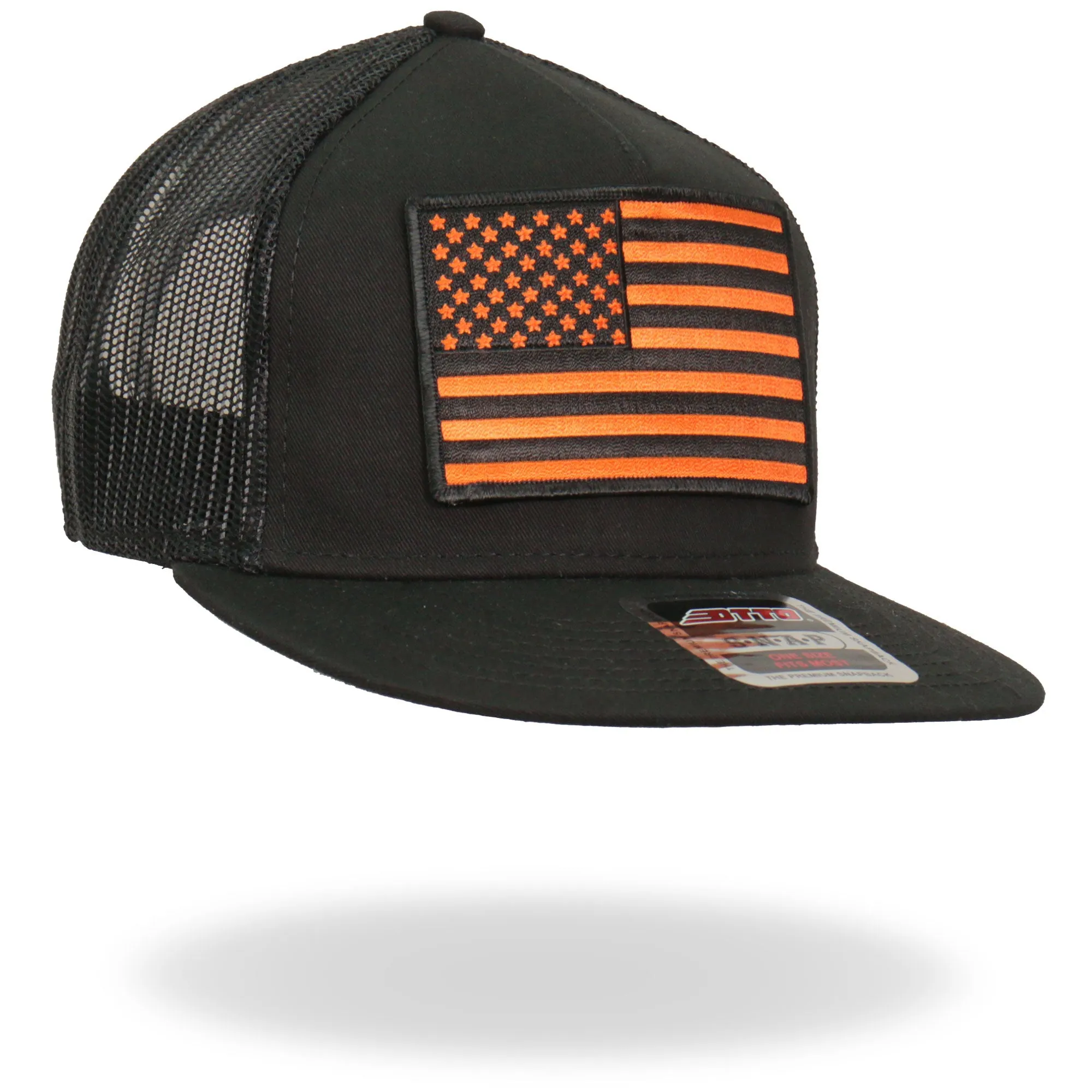 Hot Leathers GSH2009 Orange USA Flag Snapback Hat