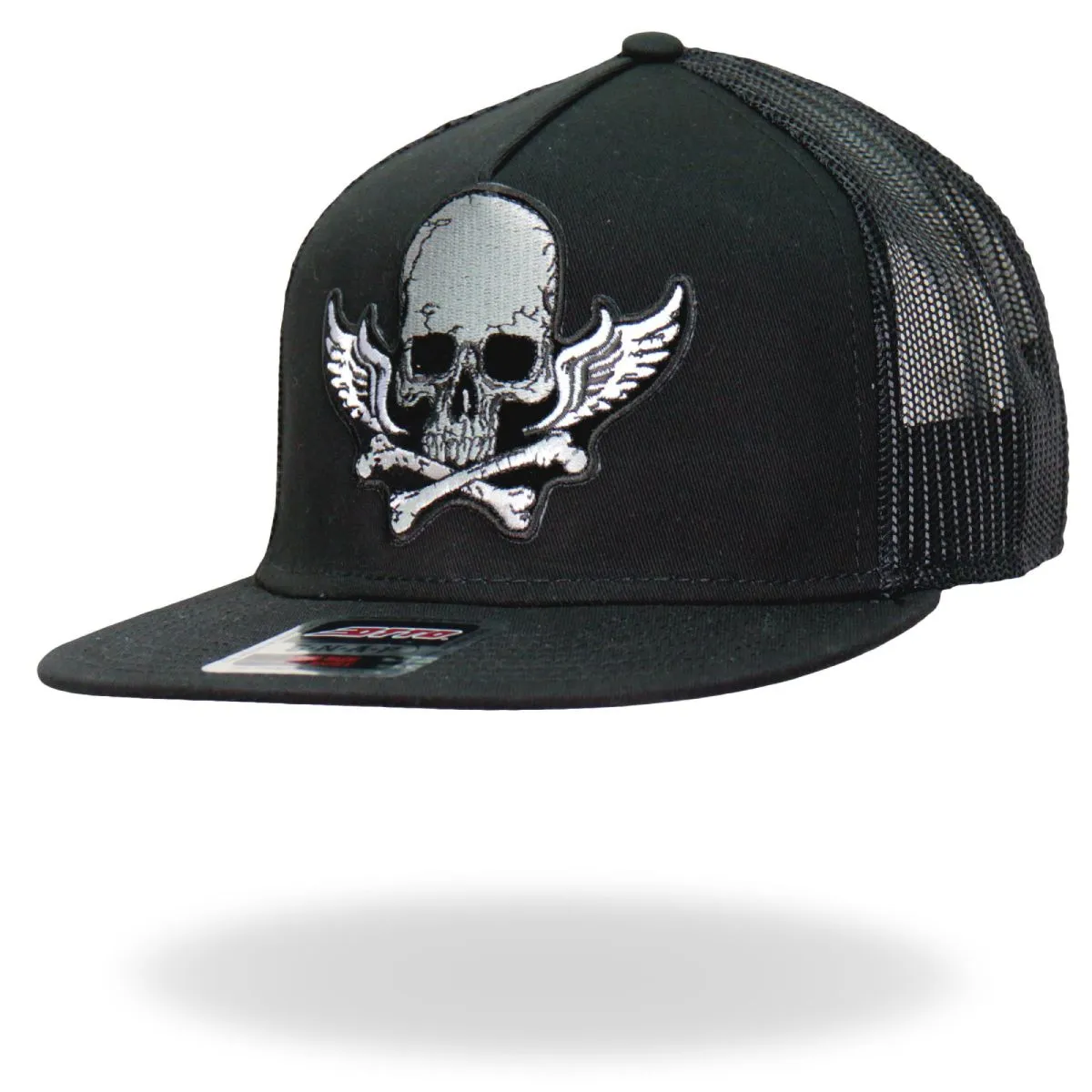 Hot Leathers GSH2017 Skull Bones Wings Snapback Hat