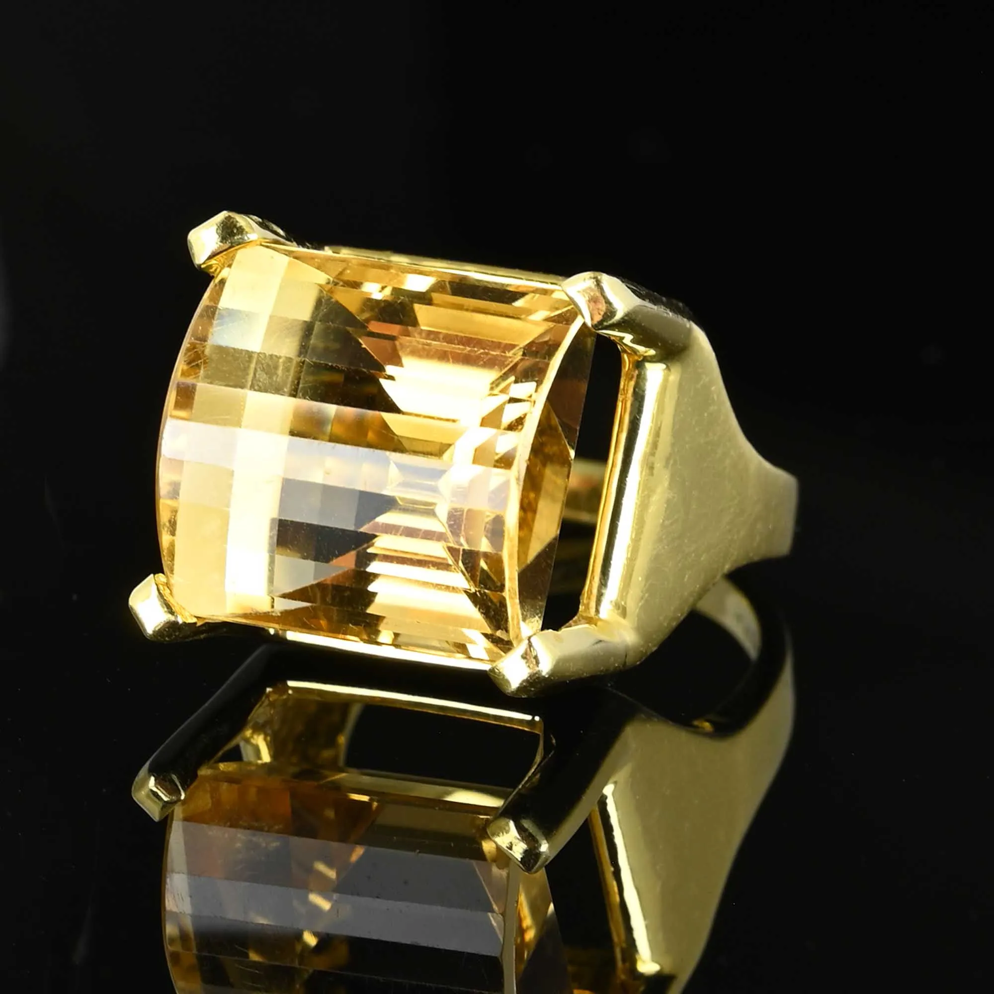 Impressive Fancy Cut Citrine Ring in 18K Gold