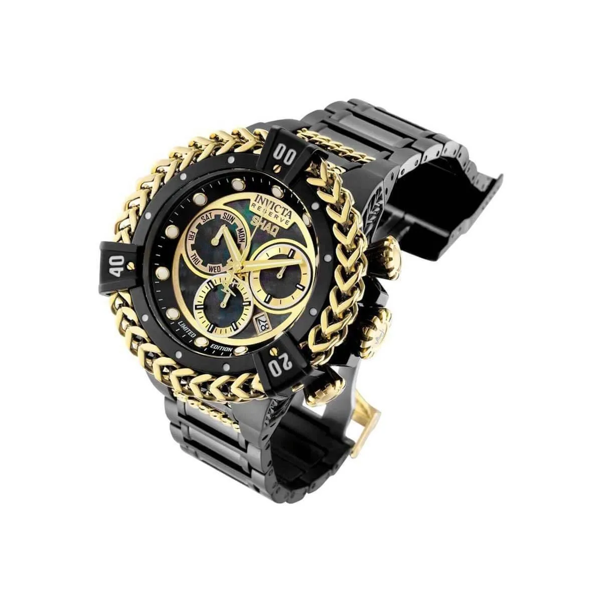 Invicta Men's Chronograph Watch - Shaq Black MOP and Gold Tone Dial Bracelet | 33413