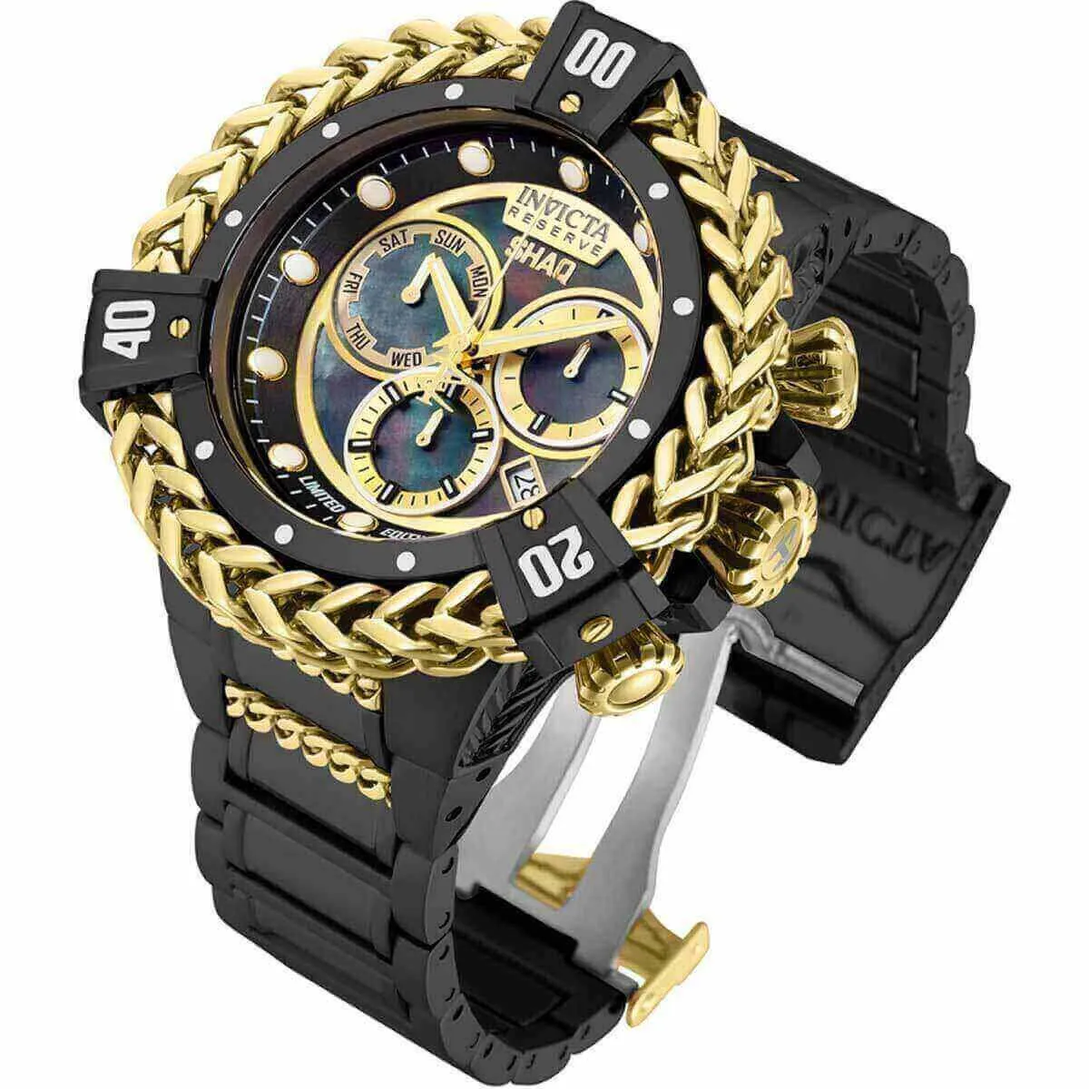 Invicta Men's Chronograph Watch - Shaq Black MOP and Gold Tone Dial Bracelet | 33413