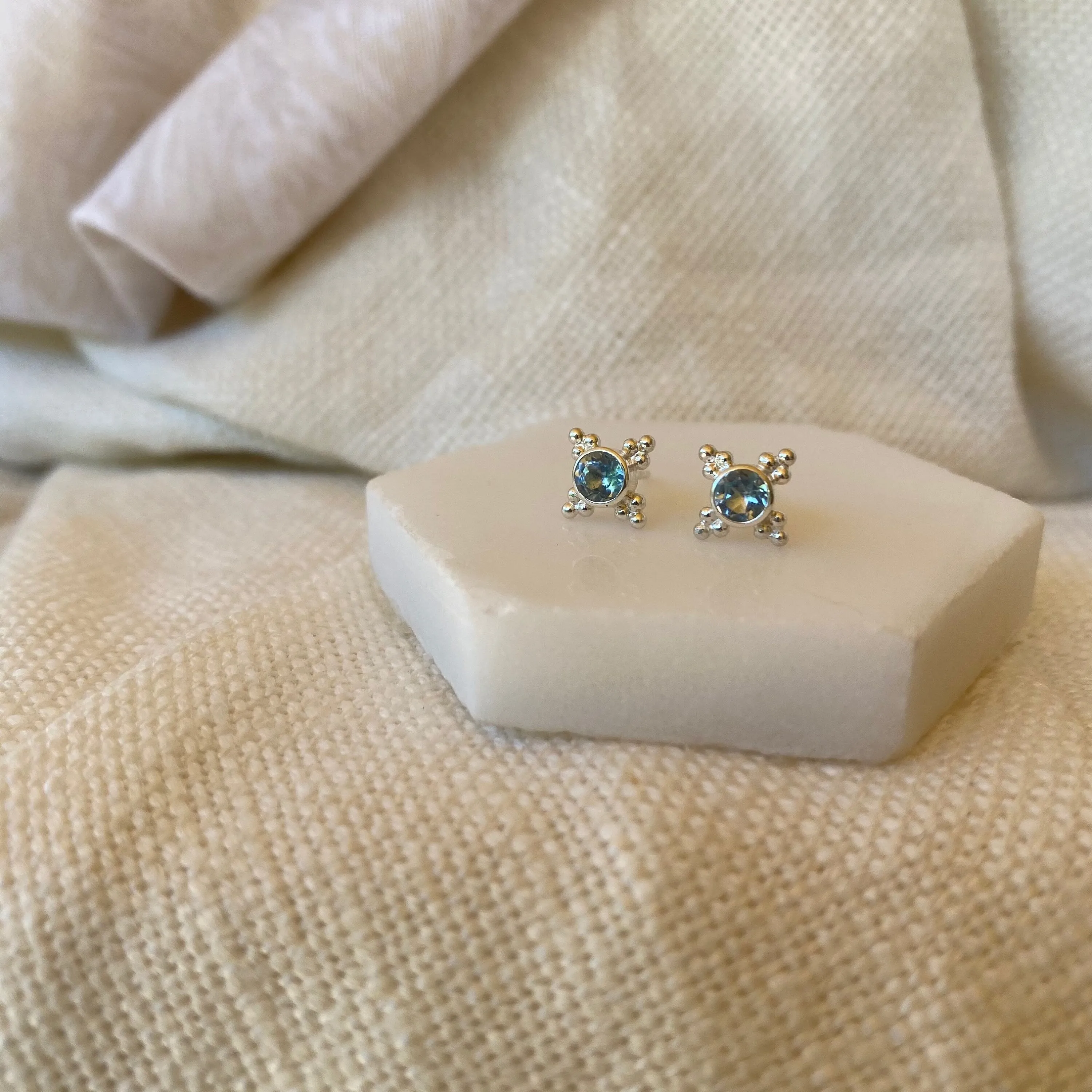 Ivy Sterling Silver Blue Topaz Stud Earrings