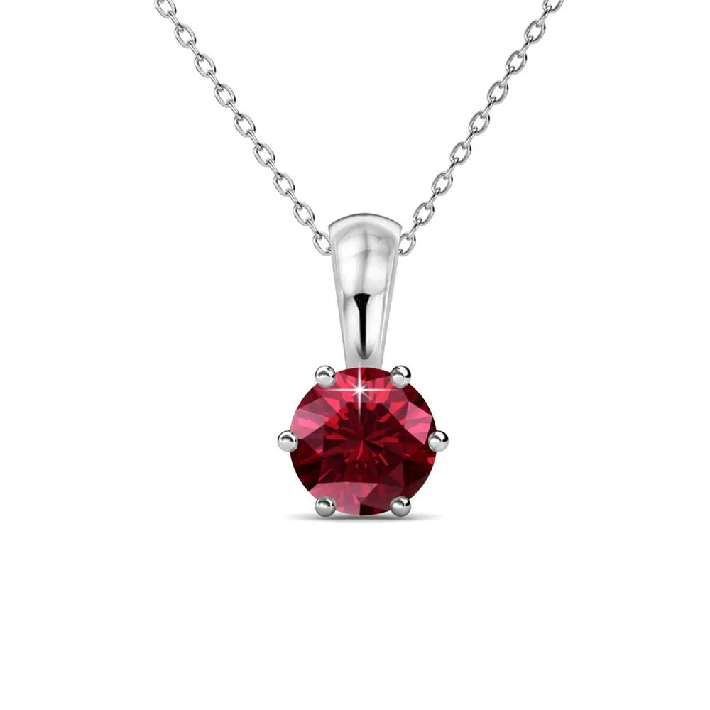 January Birthstone Garnet Necklace 18k White Gold Plated Solitaire Necklace with 1CT Swarovski Crystal