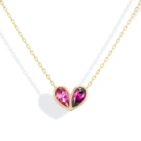 Jumbo Sweetheart Necklace Pink Tourmaline & Grape Garnet