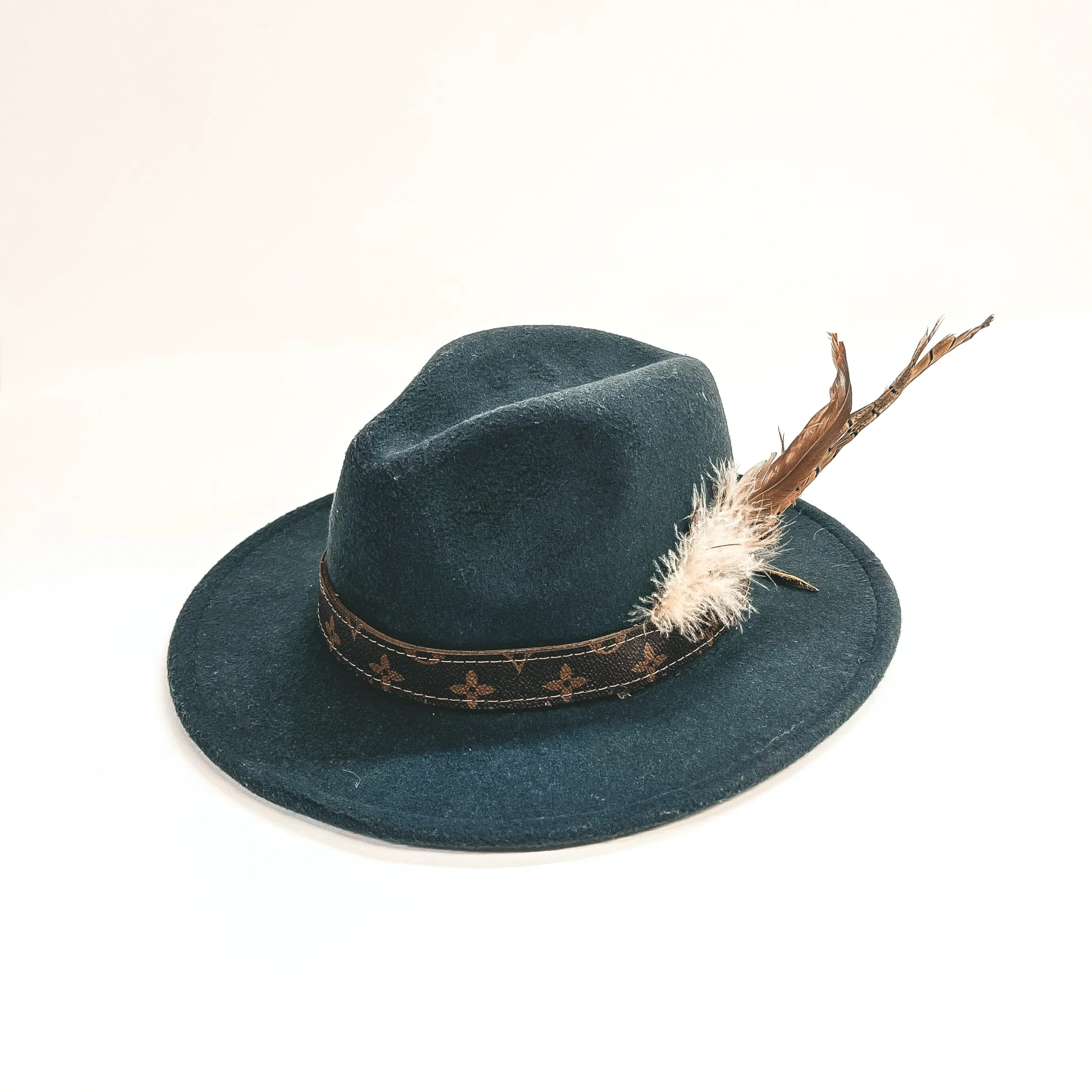 Keep it Gypsy | Charcoal Gray Fedora Hat with Leather Detailing Band and Feather Accessories