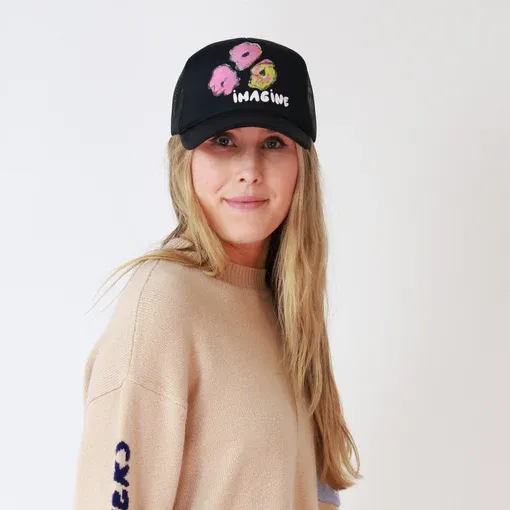 Kerri Rosenthal - Imagine Flowers Trucker Hat in Black