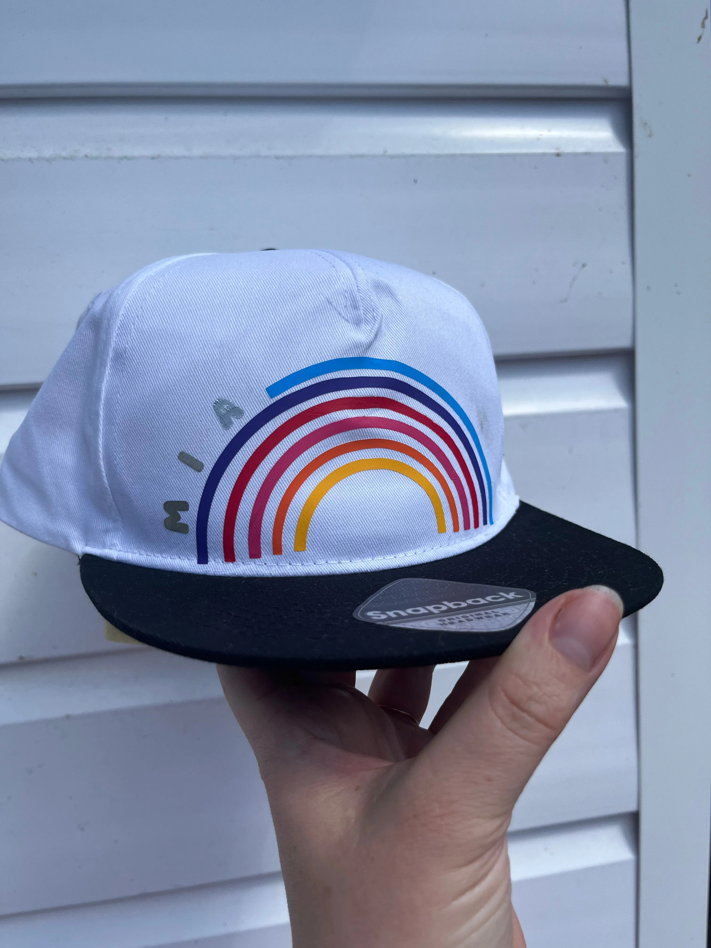 Kids personalised hat- End of the Rainbow name Snap Back/ Cap