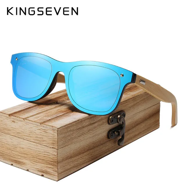 Kingseven Siamese Lens Sunglasses Men Bamboo Women Red Mirror Y5788F1