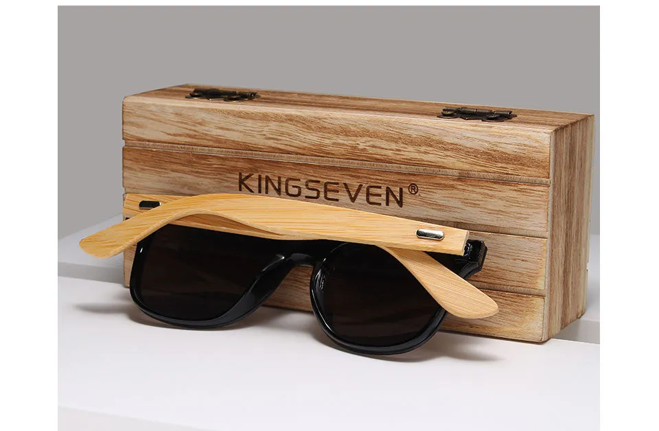 Kingseven Siamese Lens Sunglasses Men Bamboo Women Red Mirror Y5788F1