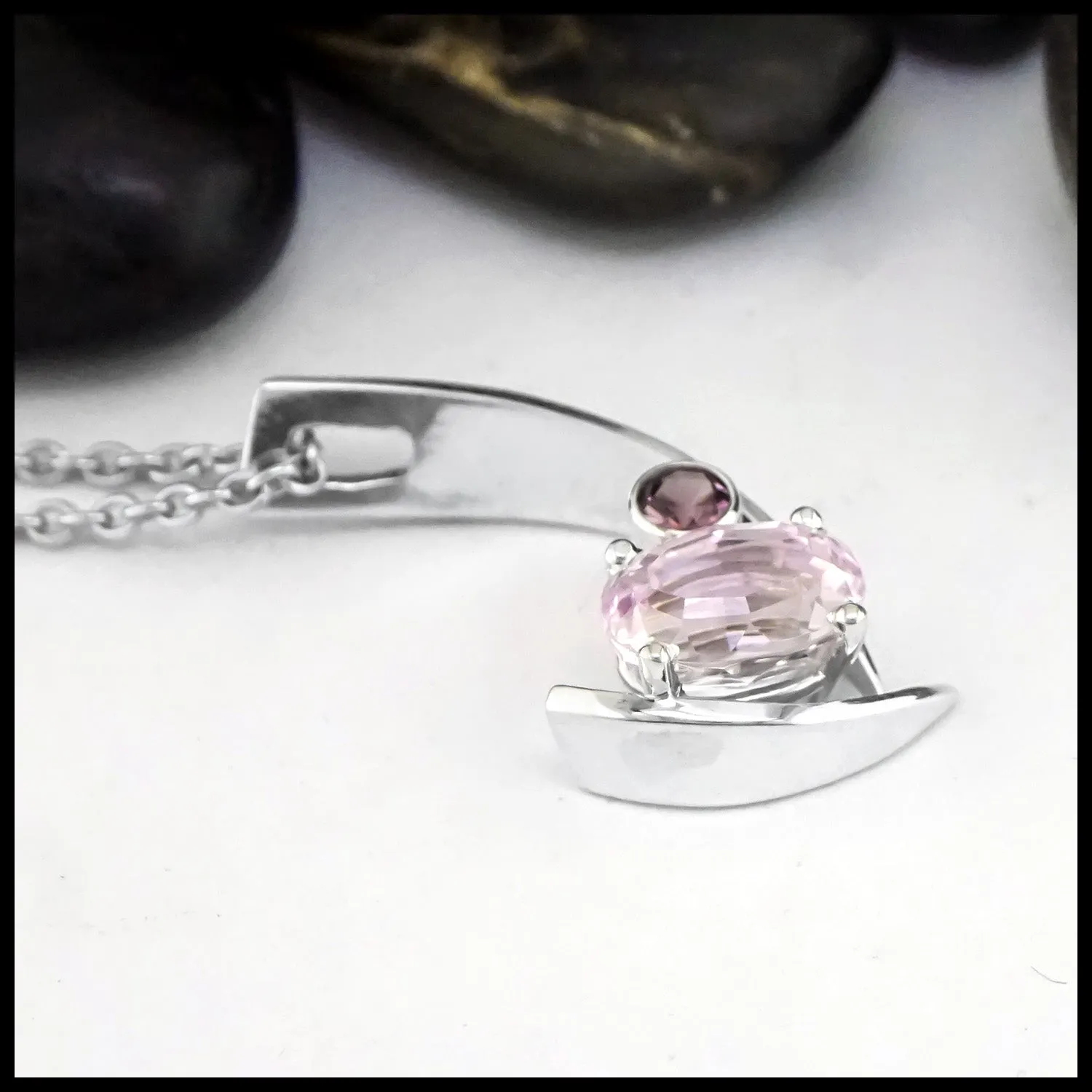 Kunzite and Garnet Pendant