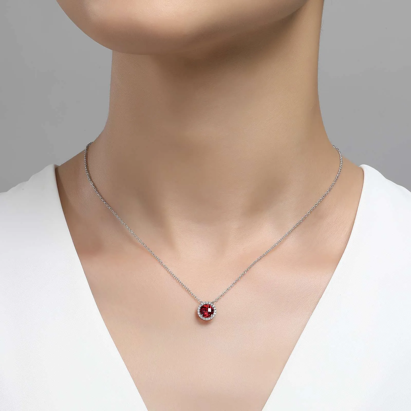 Lafonn Simulated Diamond & Genuine Garnet Birthstone Necklace - January BN001GNP