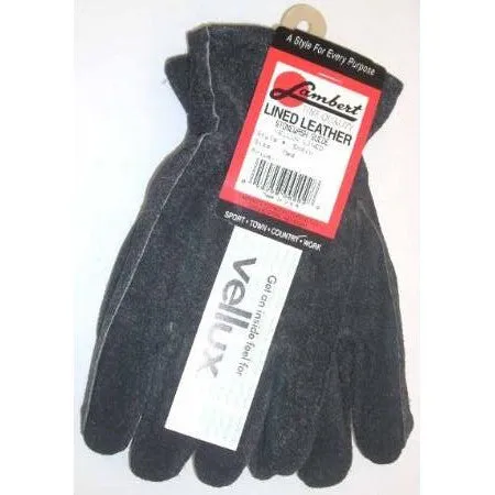 Lambert Black Stonewash Suede Velux Lined Leather Gloves Medium