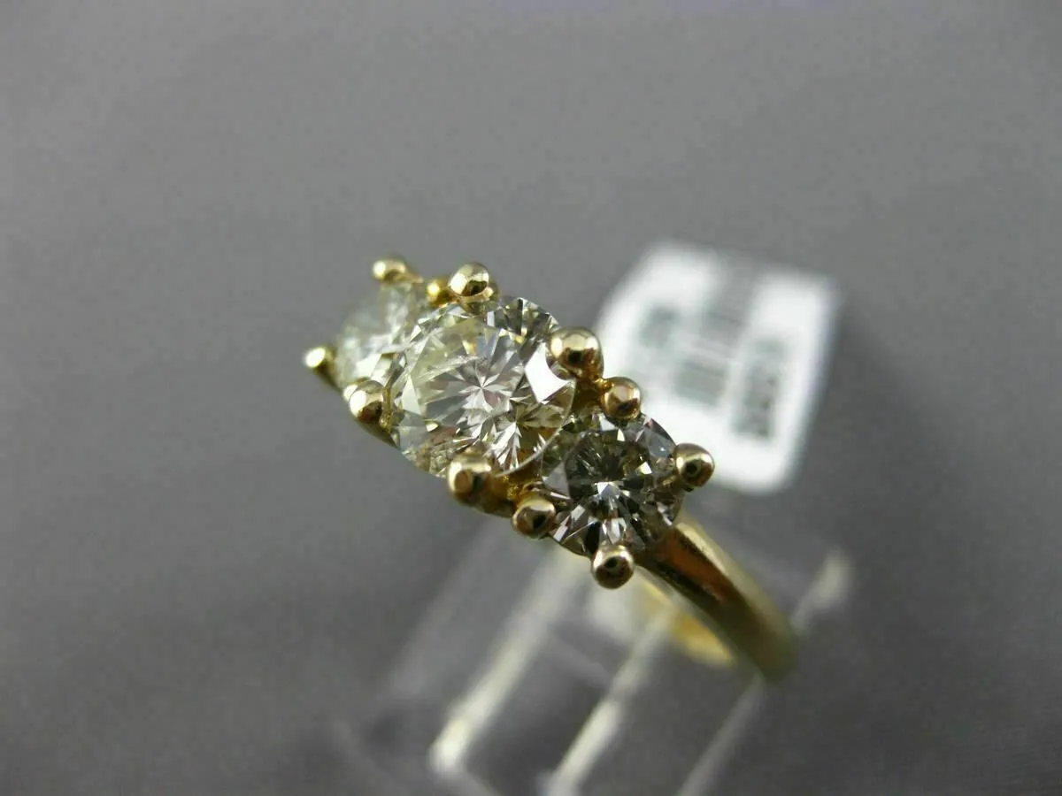 LARGE 1.68CT DIAMOND 14K YELLOW GOLD 3 STONE PAST PRESENT FUTURE ENGAGEMENT RING