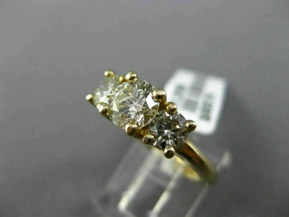 LARGE 1.68CT DIAMOND 14K YELLOW GOLD 3 STONE PAST PRESENT FUTURE ENGAGEMENT RING