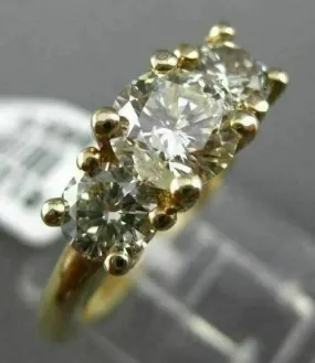 LARGE 1.68CT DIAMOND 14K YELLOW GOLD 3 STONE PAST PRESENT FUTURE ENGAGEMENT RING