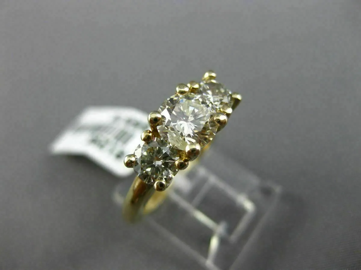 LARGE 1.68CT DIAMOND 14K YELLOW GOLD 3 STONE PAST PRESENT FUTURE ENGAGEMENT RING