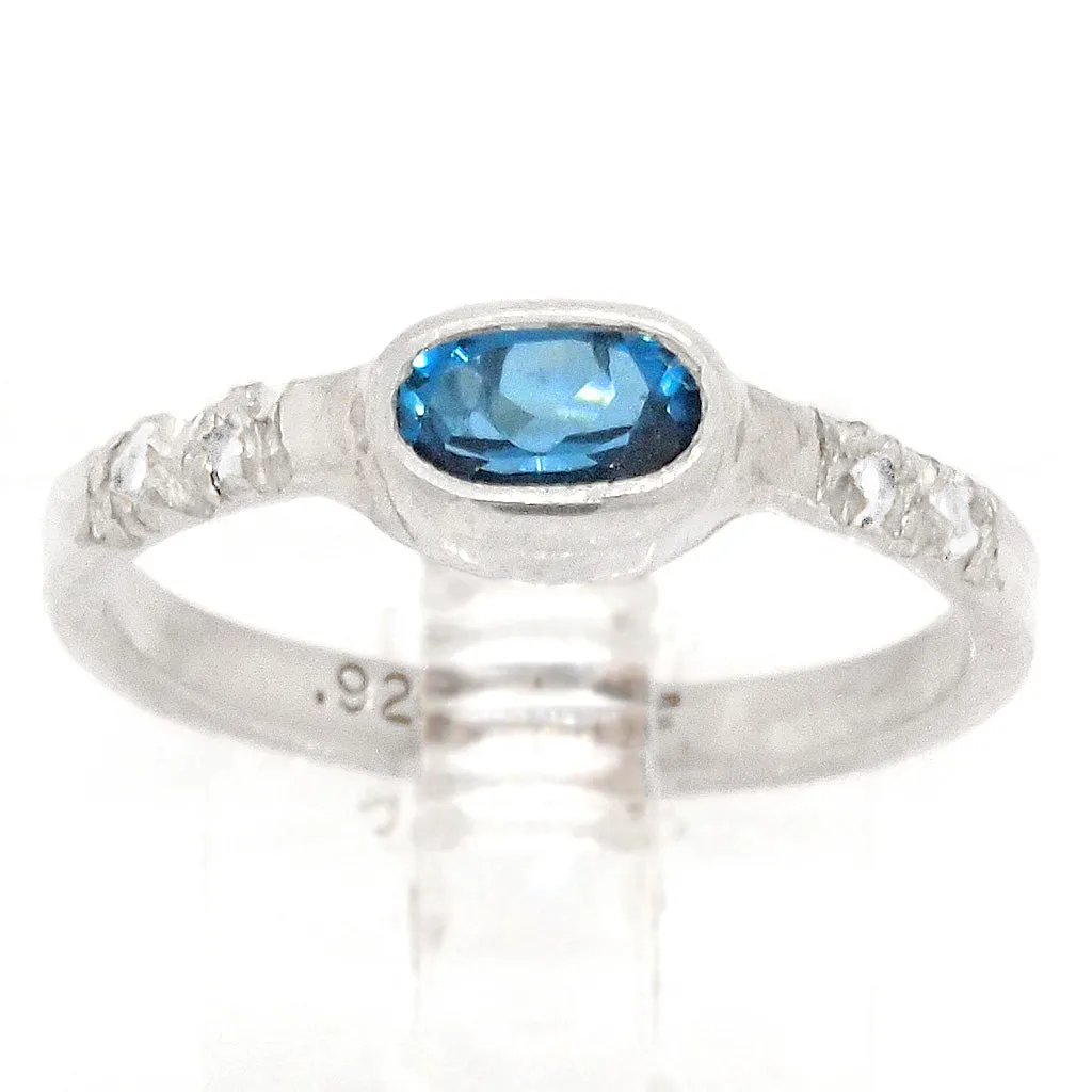 London Blue Topaz & Zircons Ring (size 7 1/2)