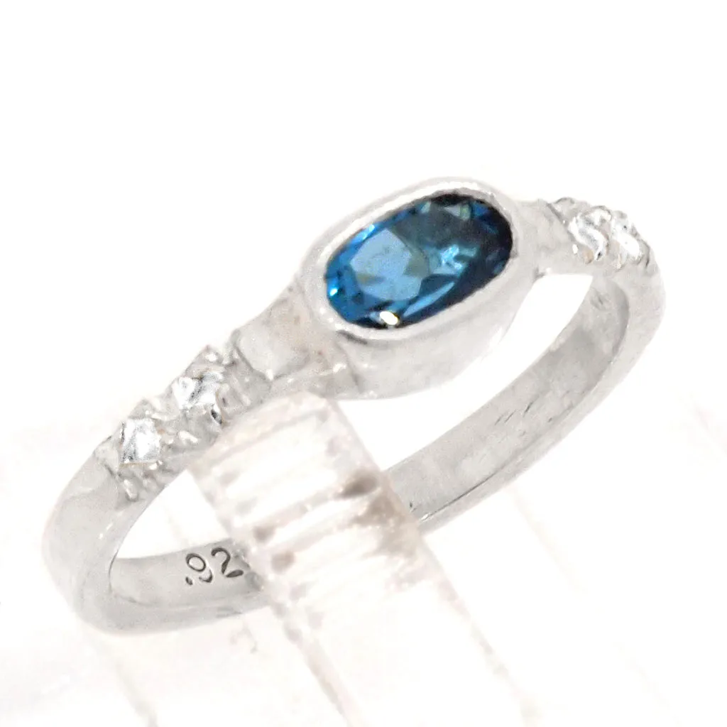 London Blue Topaz & Zircons Ring (size 7 1/2)