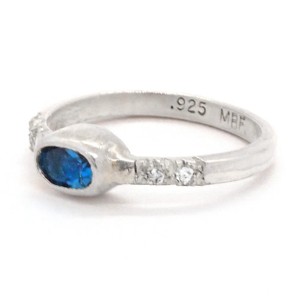 London Blue Topaz & Zircons Ring (size 7 1/2)