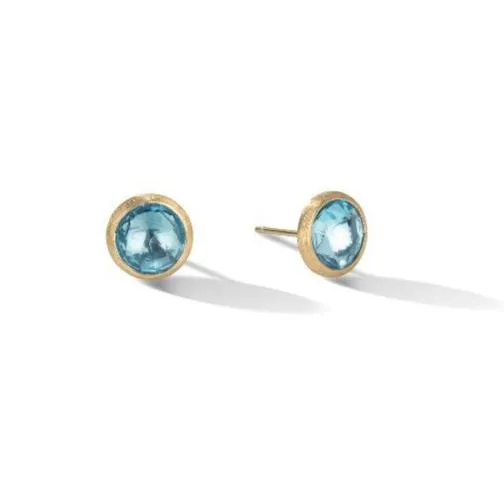 Marco Bicego Jaipur Blue Topaz Yellow Gold Stud Earrings OB957 TP01Y