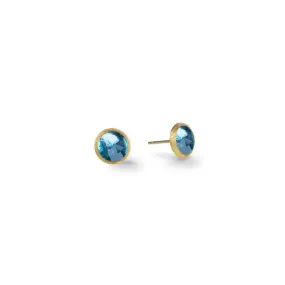 Marco Bicego Jaipur Color Mini Button Earrings with Blue Topaz